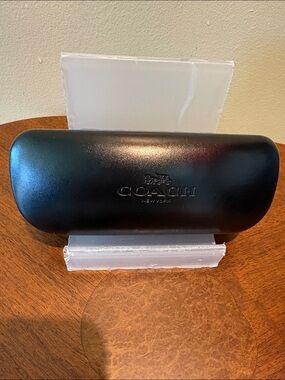 Coach Eyewear Case  sunglass case  black leather/embossed logo  hard shell  EUC
